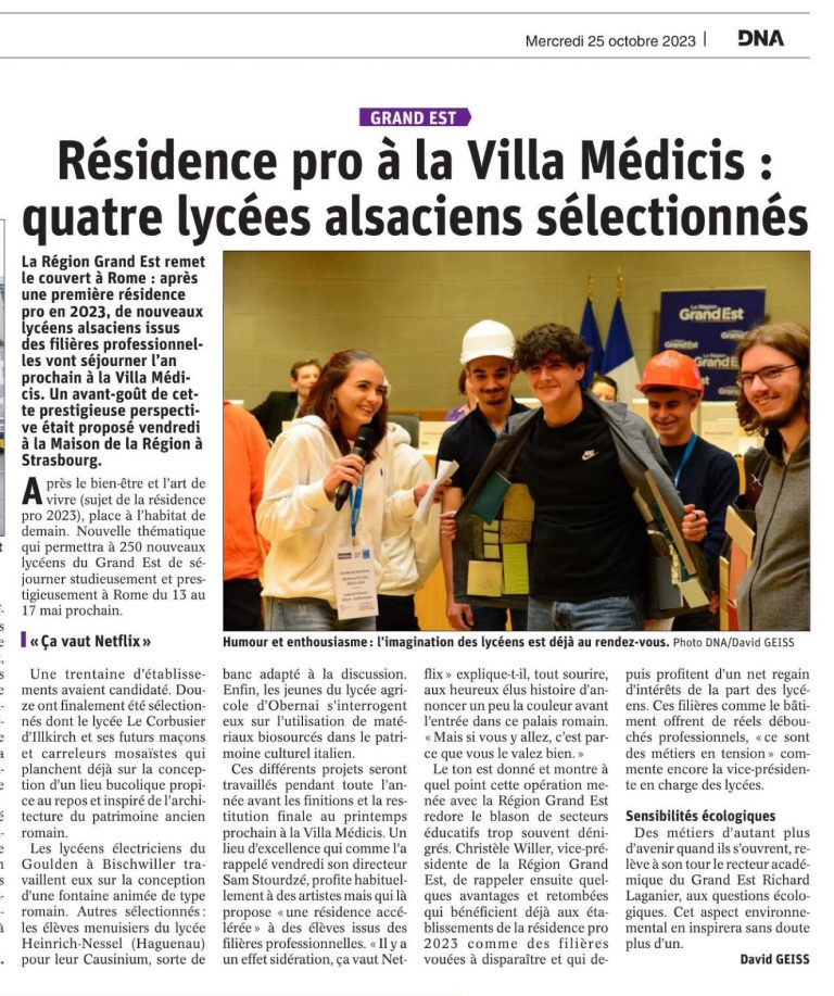 Article DNA : Lancement Résidence Pro Villa Médicis